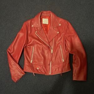 Mango real leather biker jacket
